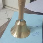 Gold-colour School Bells 6.5cm with Wooden Handle.